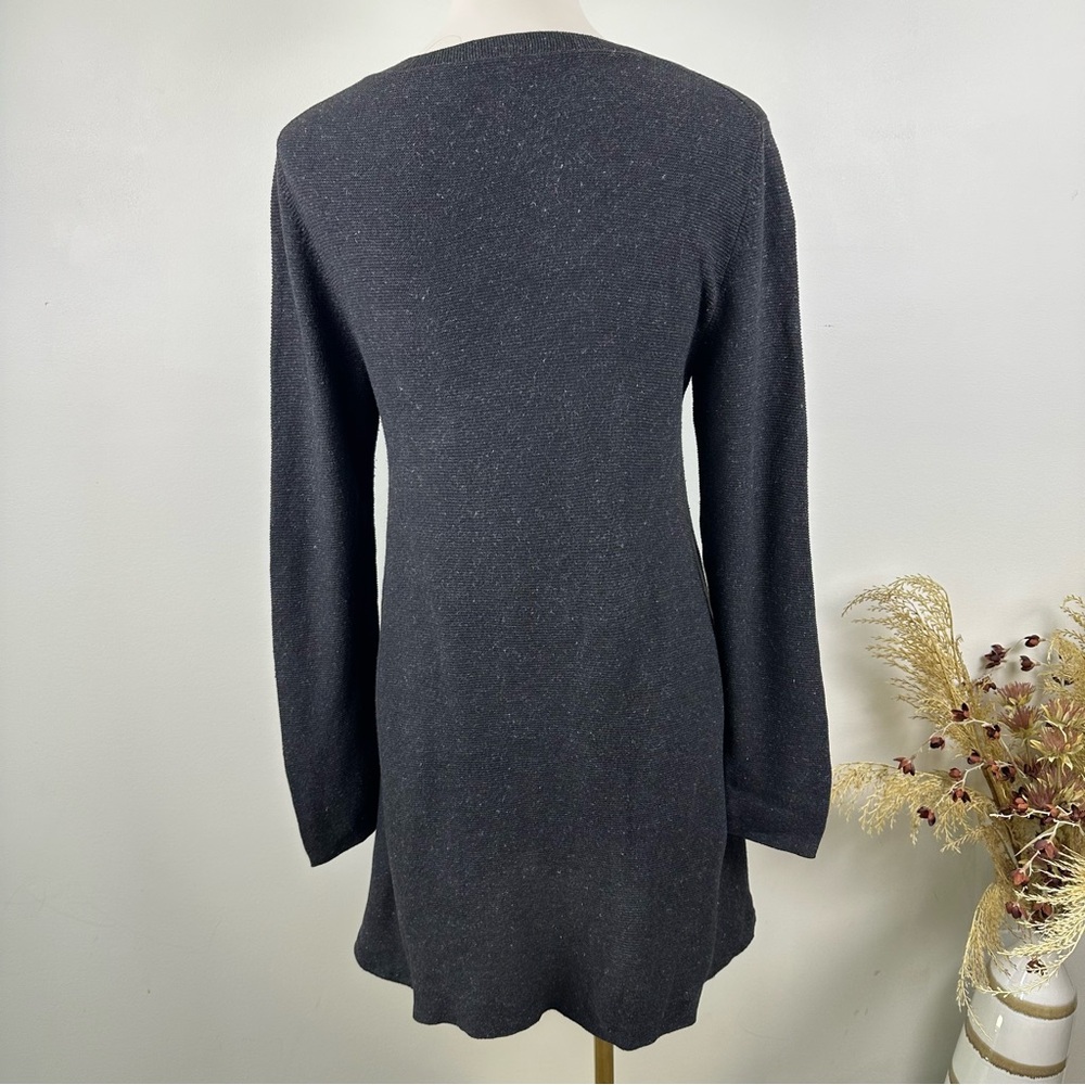 Eileen Fisher Long Sleeve Knit Dress Gray‎ V-neck Cotton Linen Blend Size S - Picture 4 of 10